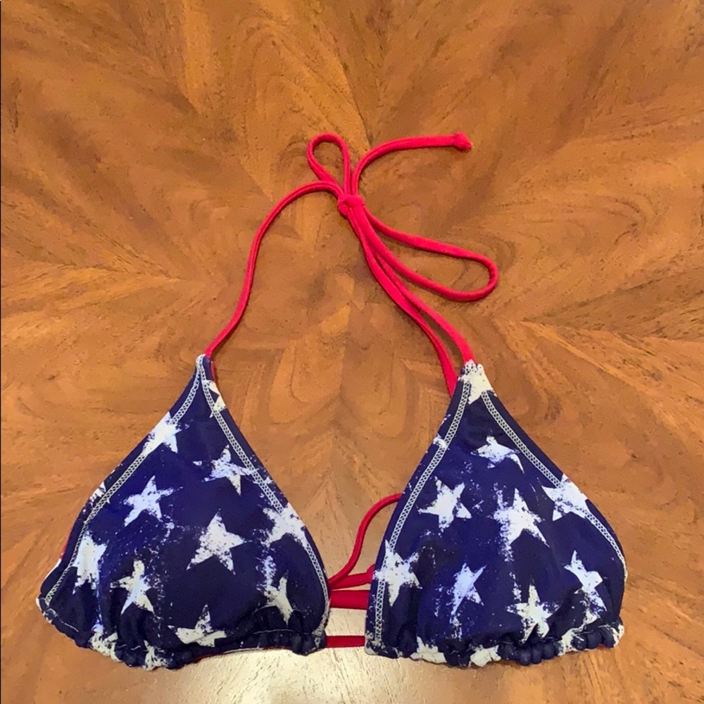 REVERSIBLE AMERICAN FLAG BIKINI TOP